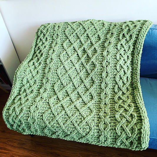 PATTERN: Irish Aran Cabled Trellis Blanket - ILoveMyBlanket