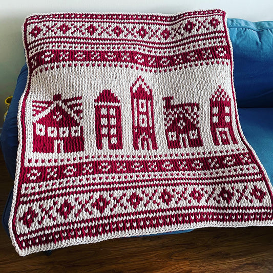 PATTERN: Tiny Village Scandinavian Blanket - ILoveMyBlanket