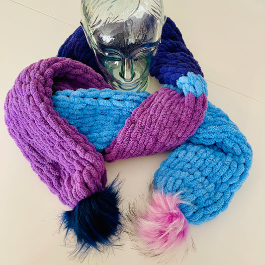 Pom-Pom Colour Block Scarf - ILoveMyBlanket