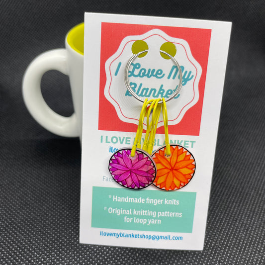 Stitch Markers with Dahlia Flower Charms - ILoveMyBlanket