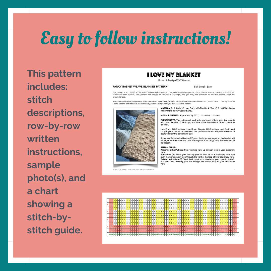 PATTERN: Chunky Basket Weave Blanket - ILoveMyBlanket