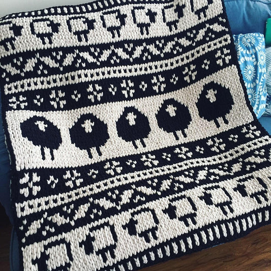 PATTERN: Black Sheep White Sheep Scandinavian Blanket - ILoveMyBlanket
