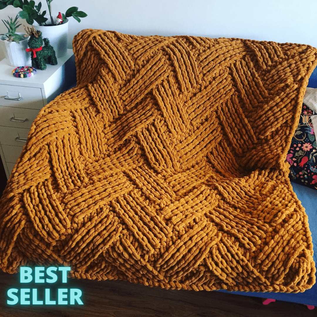 PATTERN: Herringbone Throw Blanket - Main Image
