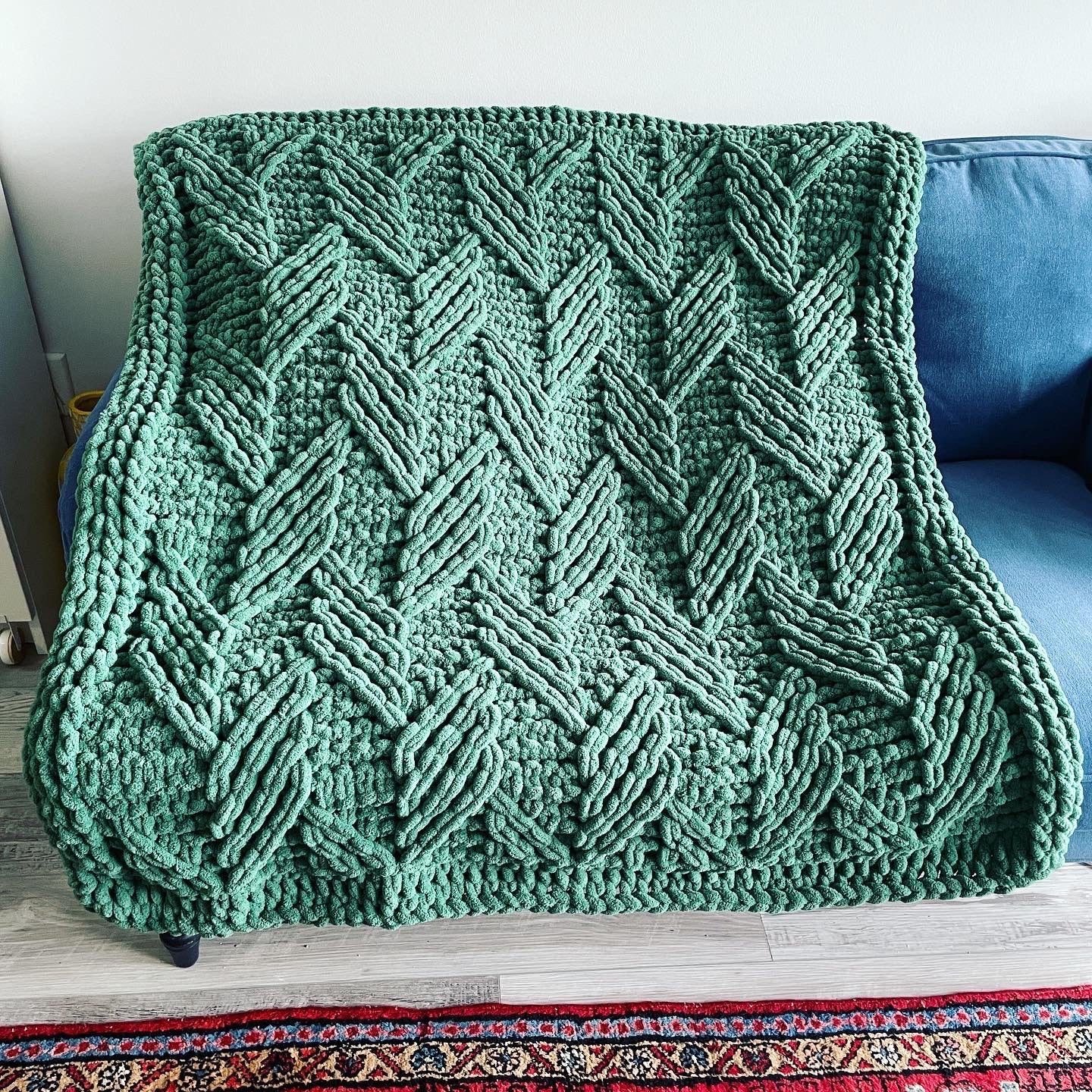 Knitted discount chevron blanket