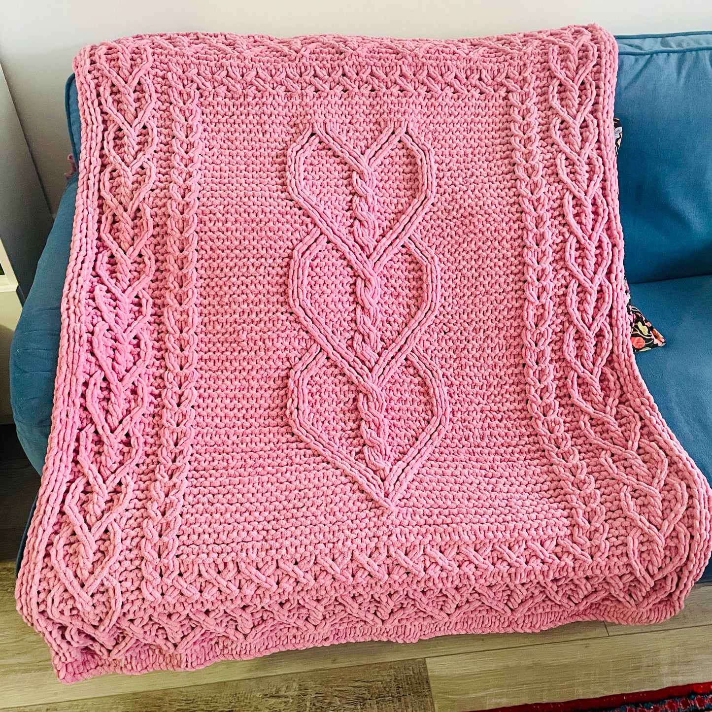 PATTERN: Woven Cable Hearts Blanket - ILoveMyBlanket