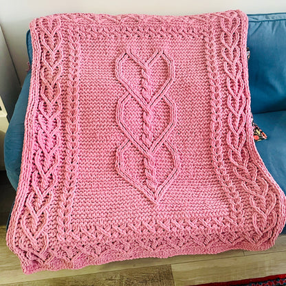 PATTERN: Woven Cable Hearts Blanket - ILoveMyBlanket