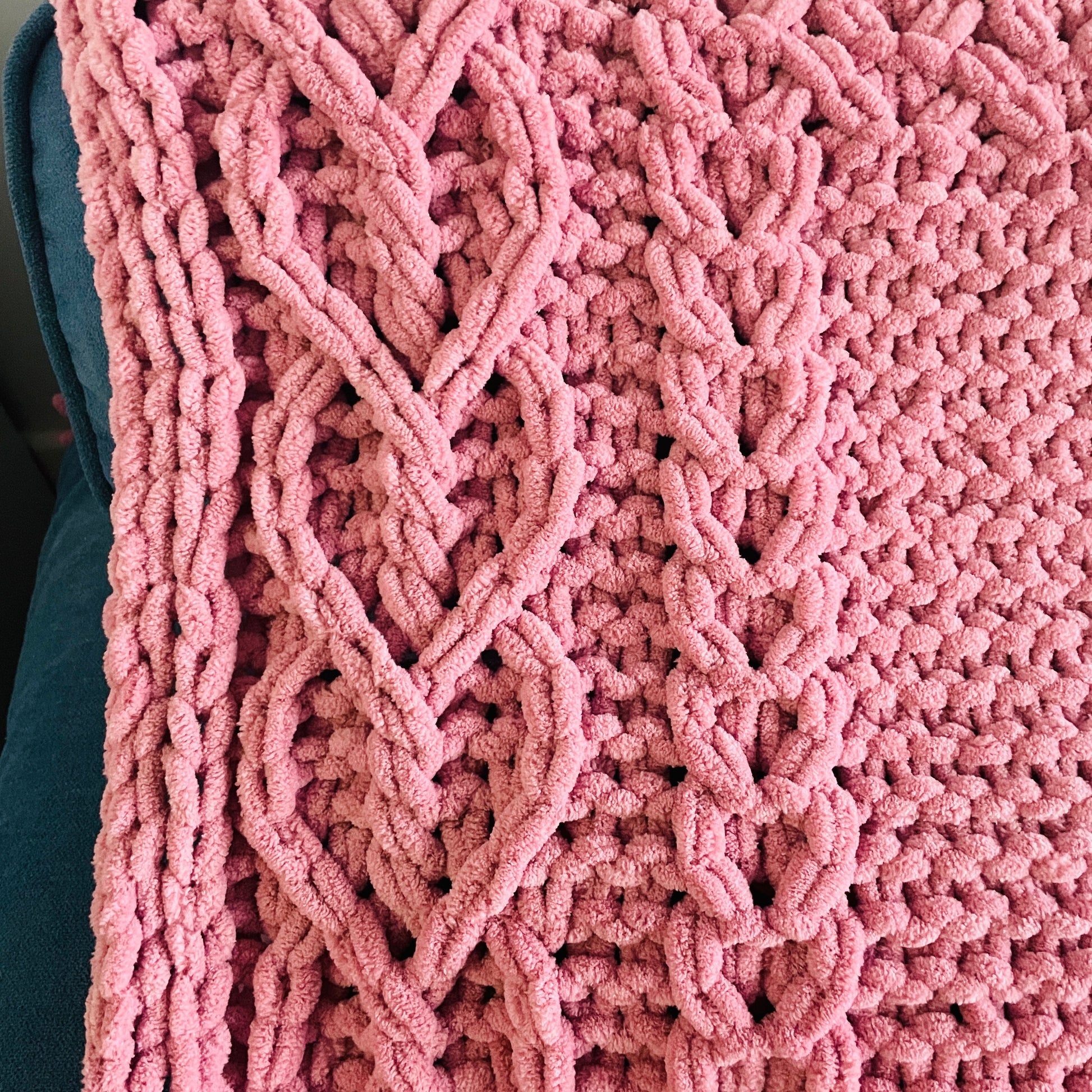 PATTERN: Woven Cable Hearts Blanket - ILoveMyBlanket