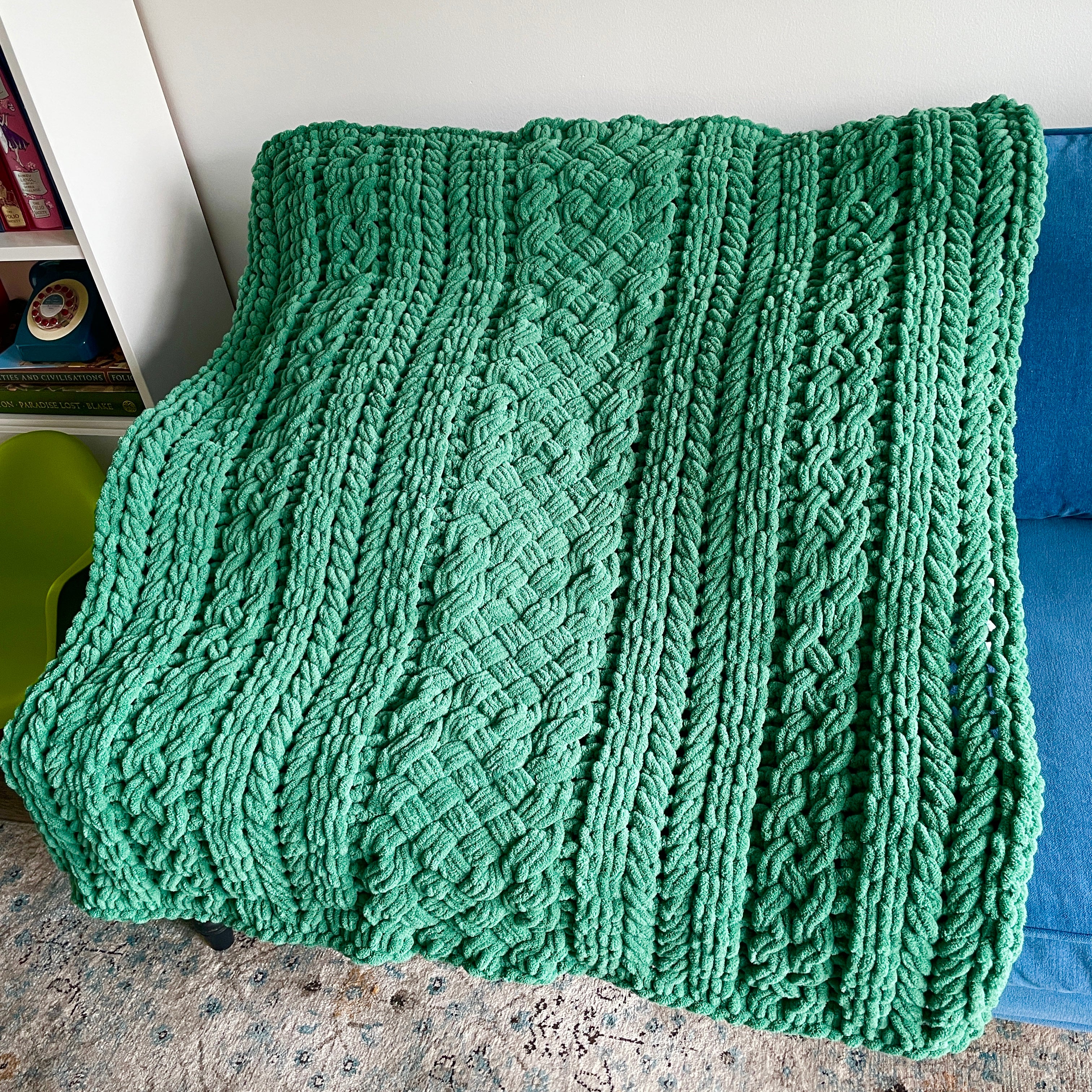 Green cable best sale knit blanket