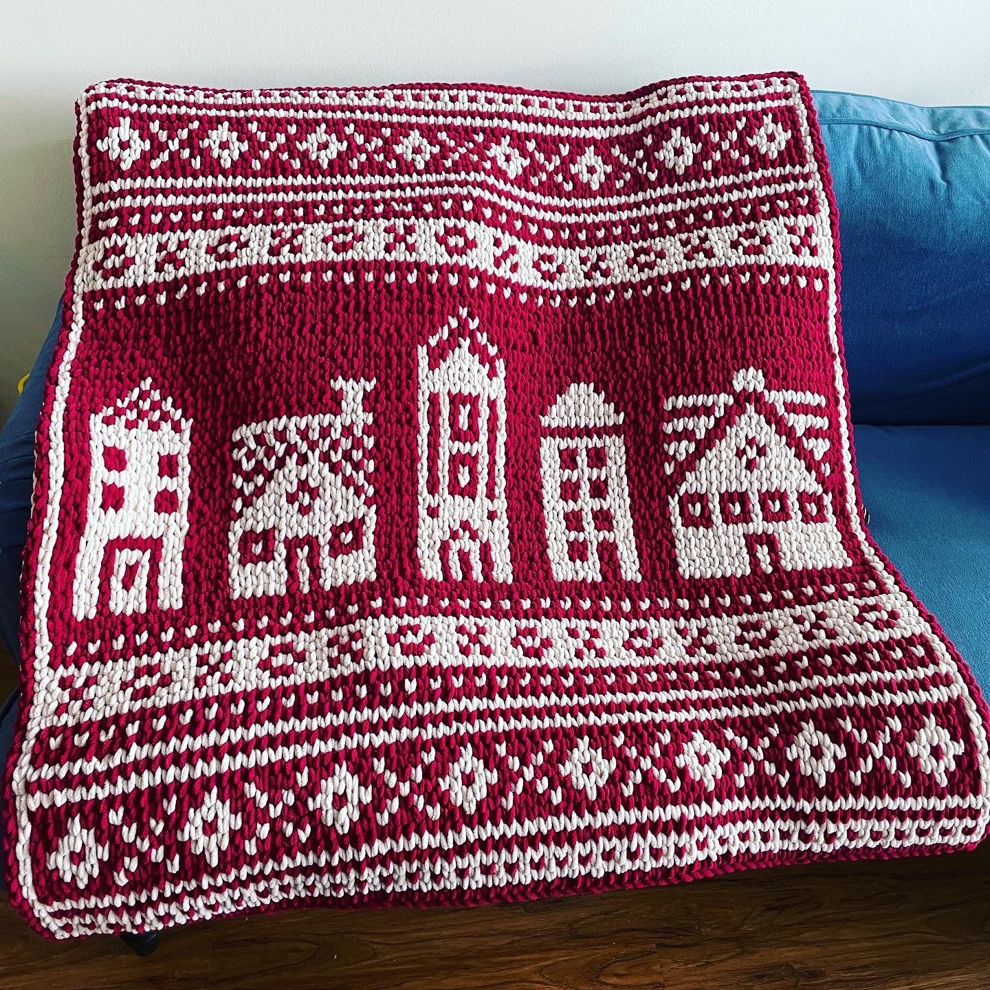 PATTERN: Tiny Village Scandinavian Blanket - ILoveMyBlanket