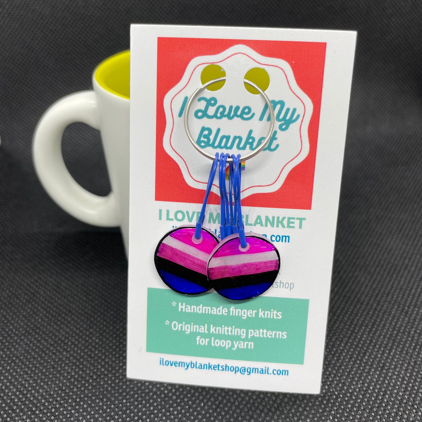 Stitch Markers with Genderfluid Pride Charms - ILoveMyBlanket