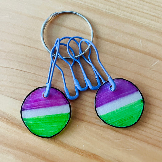 Stitch Markers with Genderqueer Pride Charms - ILoveMyBlanket