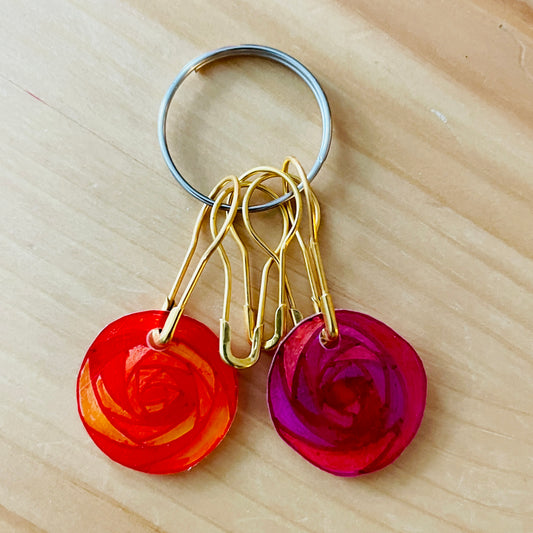 Stitch Markers with Rose Flower Charms - ILoveMyBlanket