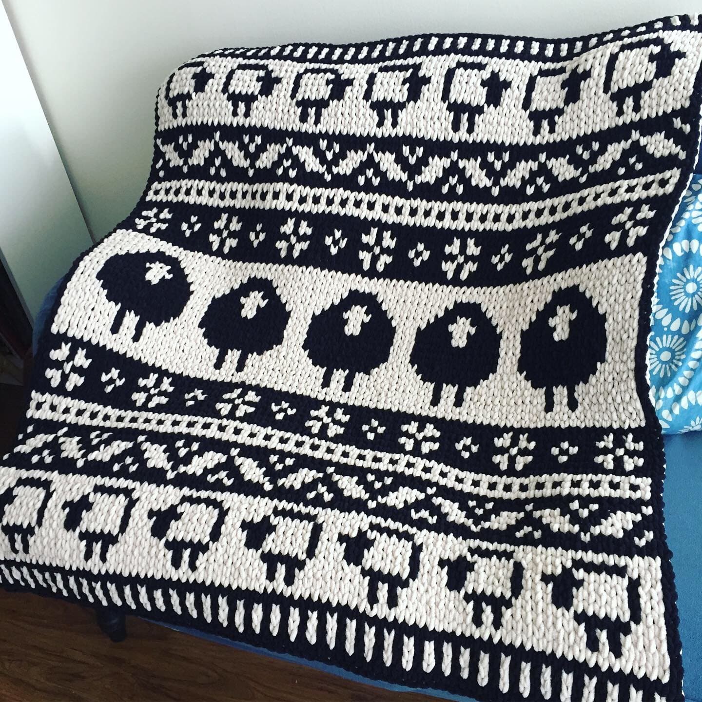 PATTERN Black Sheep White Sheep Scandinavian Blanket