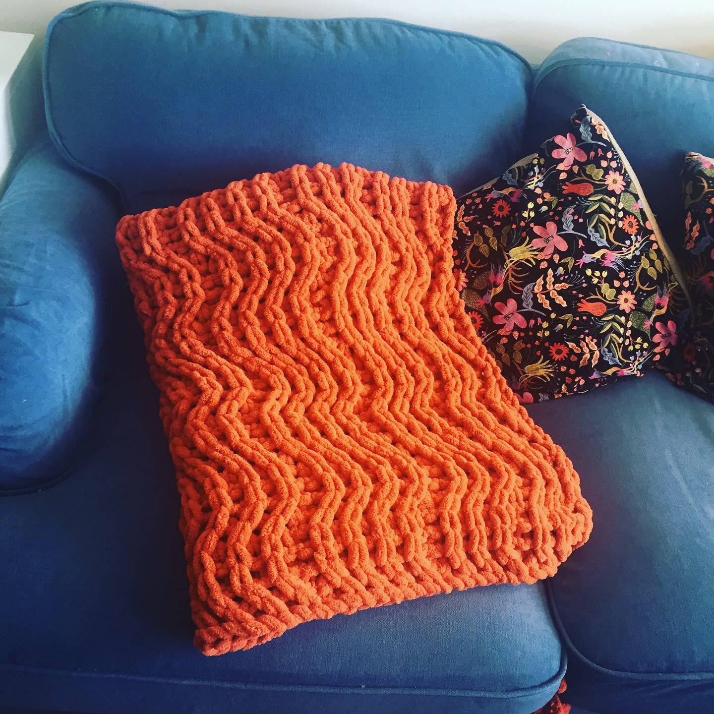 Cable Knit Knitted Orange Throw PATTERN: Wavelength Throw Blanket